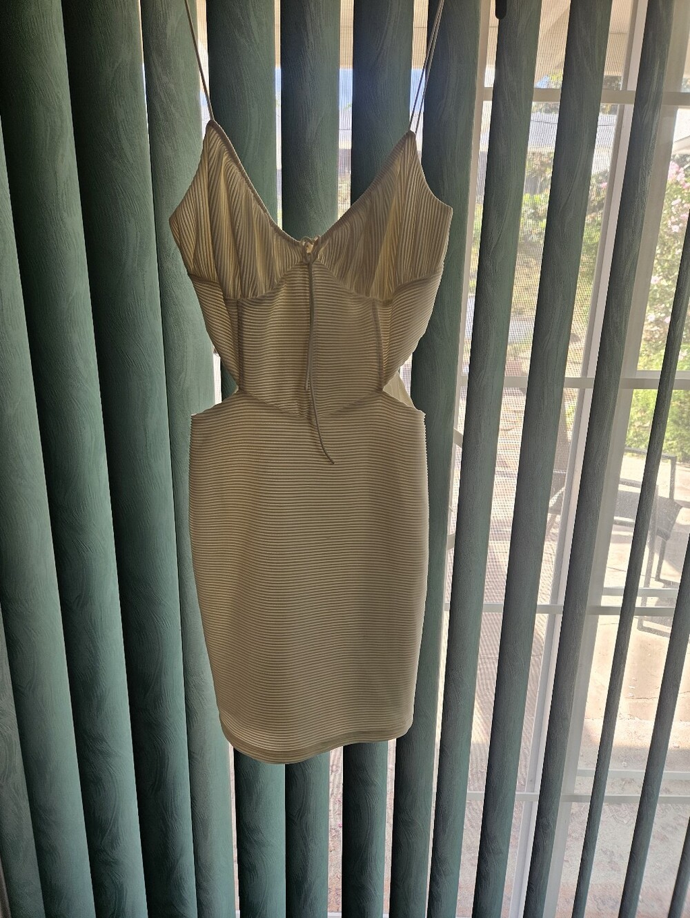 Sabo Skirt Ivory Striped Cutout Mini Dress